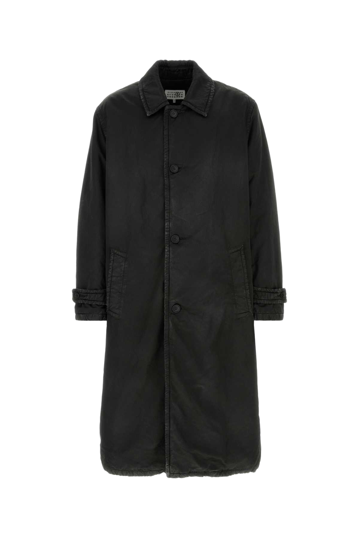 Black Cotton Blend Overcoat Washed Cappotti