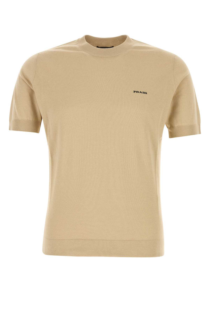 Beige Cotton Sweater Sabbia Exterior: Maglieria