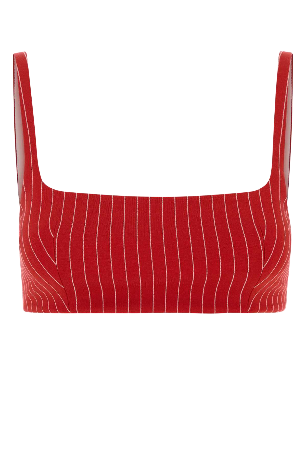 Embroidered Viscose Blend Crop-Top Red Stripes Maglie