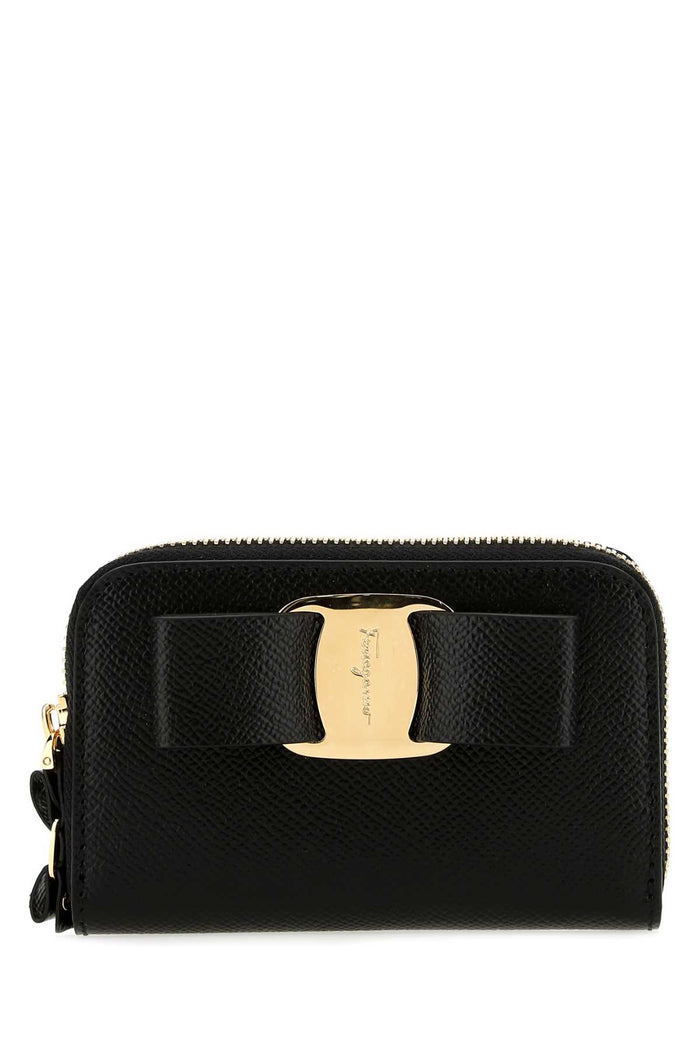 Black Leather Wallet Nero Portafogli