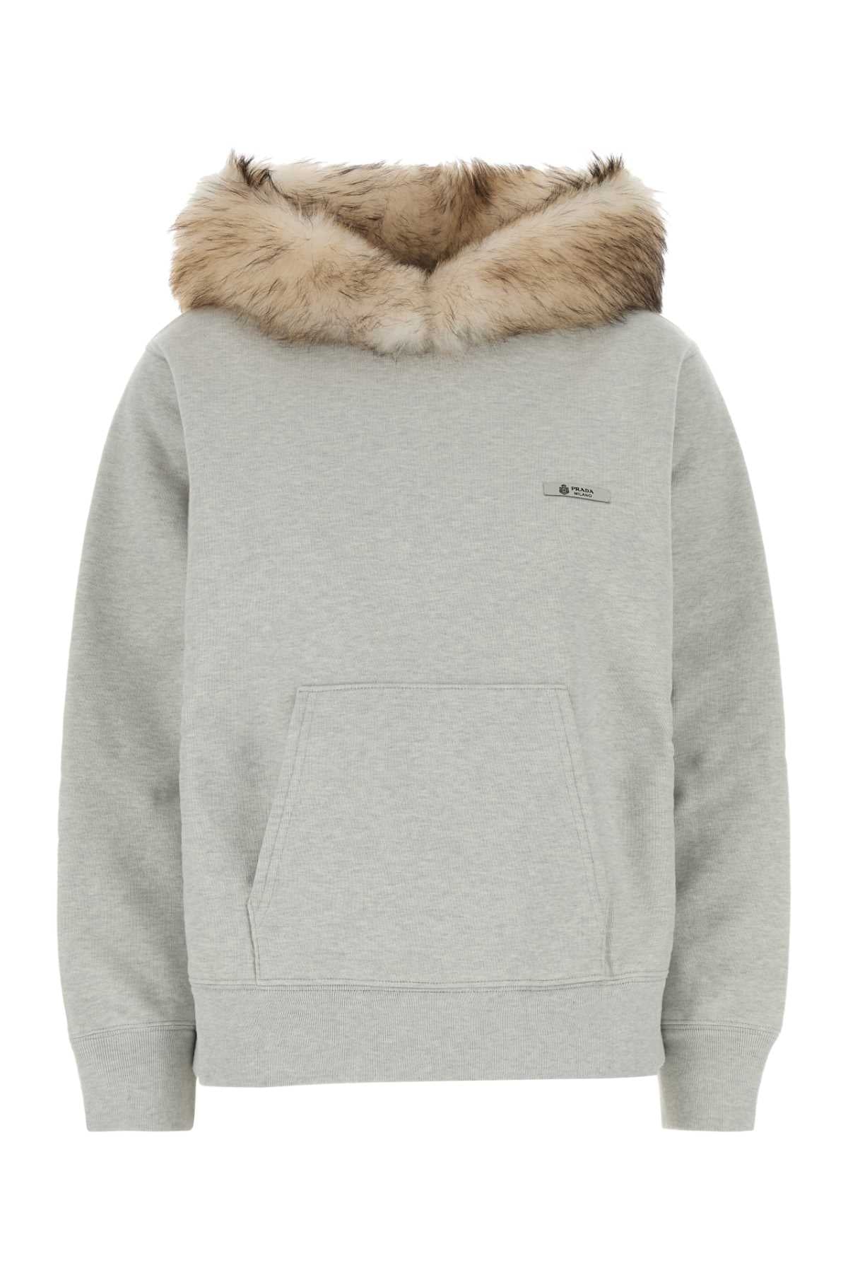 Light Grey Cotton Sweatshirt Grigio Melange Exterior: Felpe