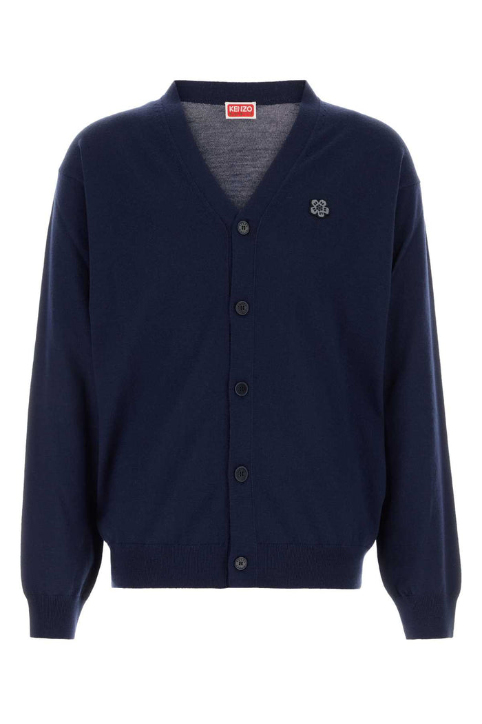 Navy Blue Wool Cardigan Navyblue Exterior: Maglieria
