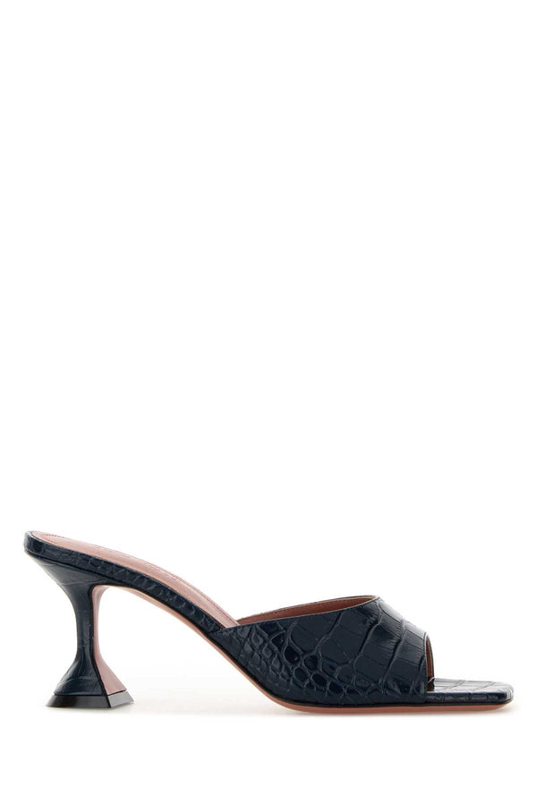 Amina Muaddi Exterior: 100% Leather mule sandal in navy