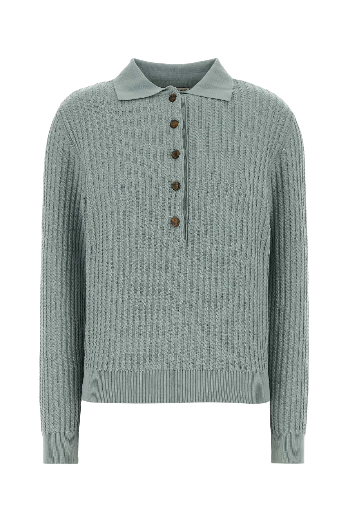 Sea Green Silk Blend Polo Shirt Acqua Exterior: Cotton