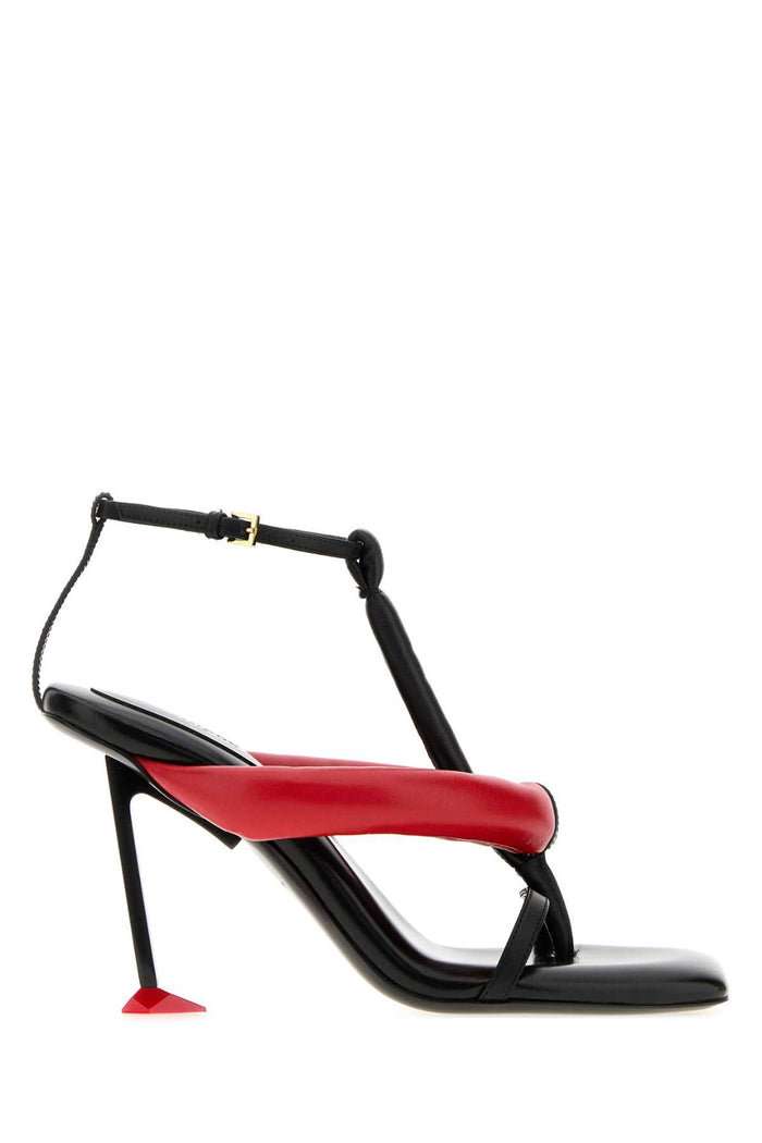 Two-Tone Leather Boudoir Sandals Blackred Scarpe Con Tacco