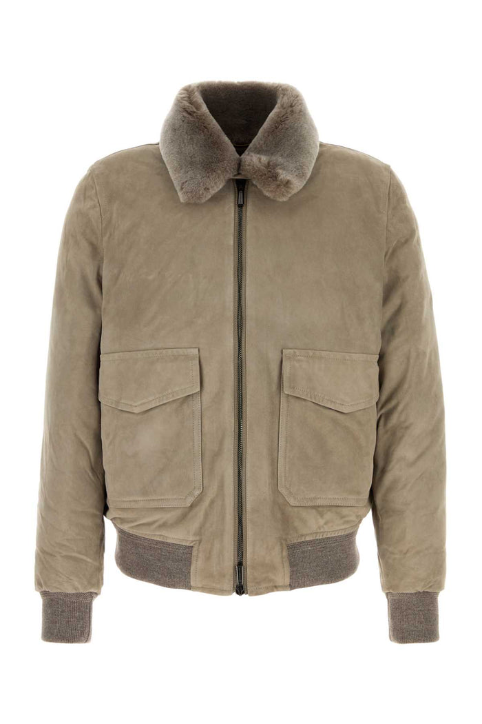Dove Grey Suede Antenore Dow Jacket Tortora Giubbini