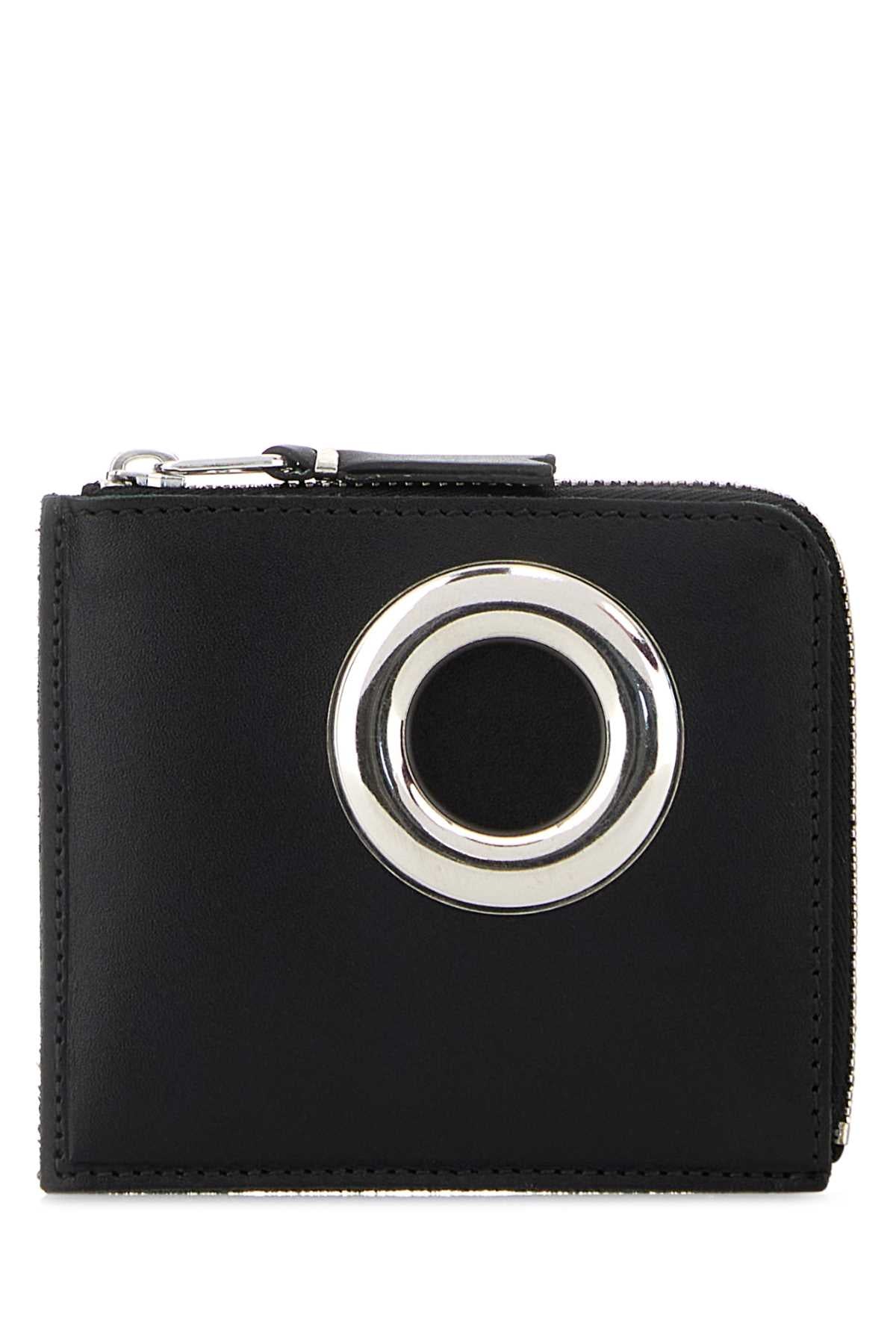 Black Leather Card Holder Portafogli