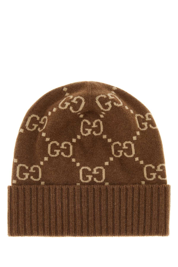 Gucci CUFFIA 100% Cashmere beanie in brown