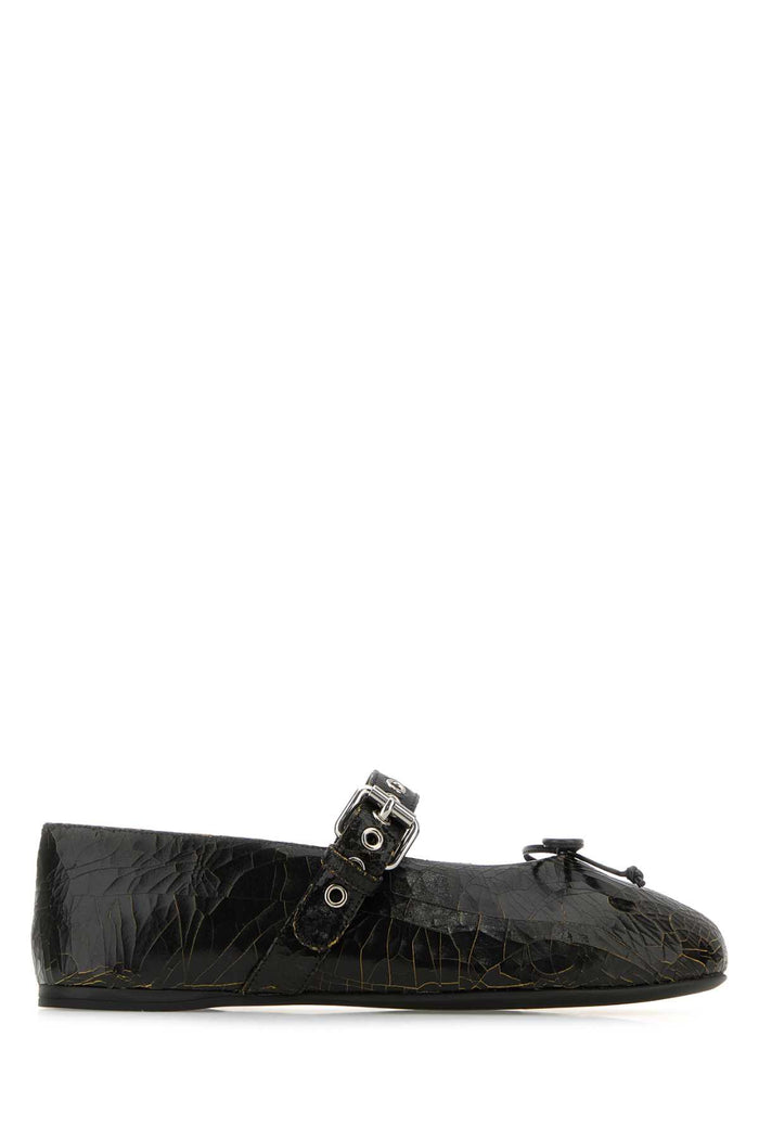 Black Leather Ballerinas Ebano Vitello Ballerine