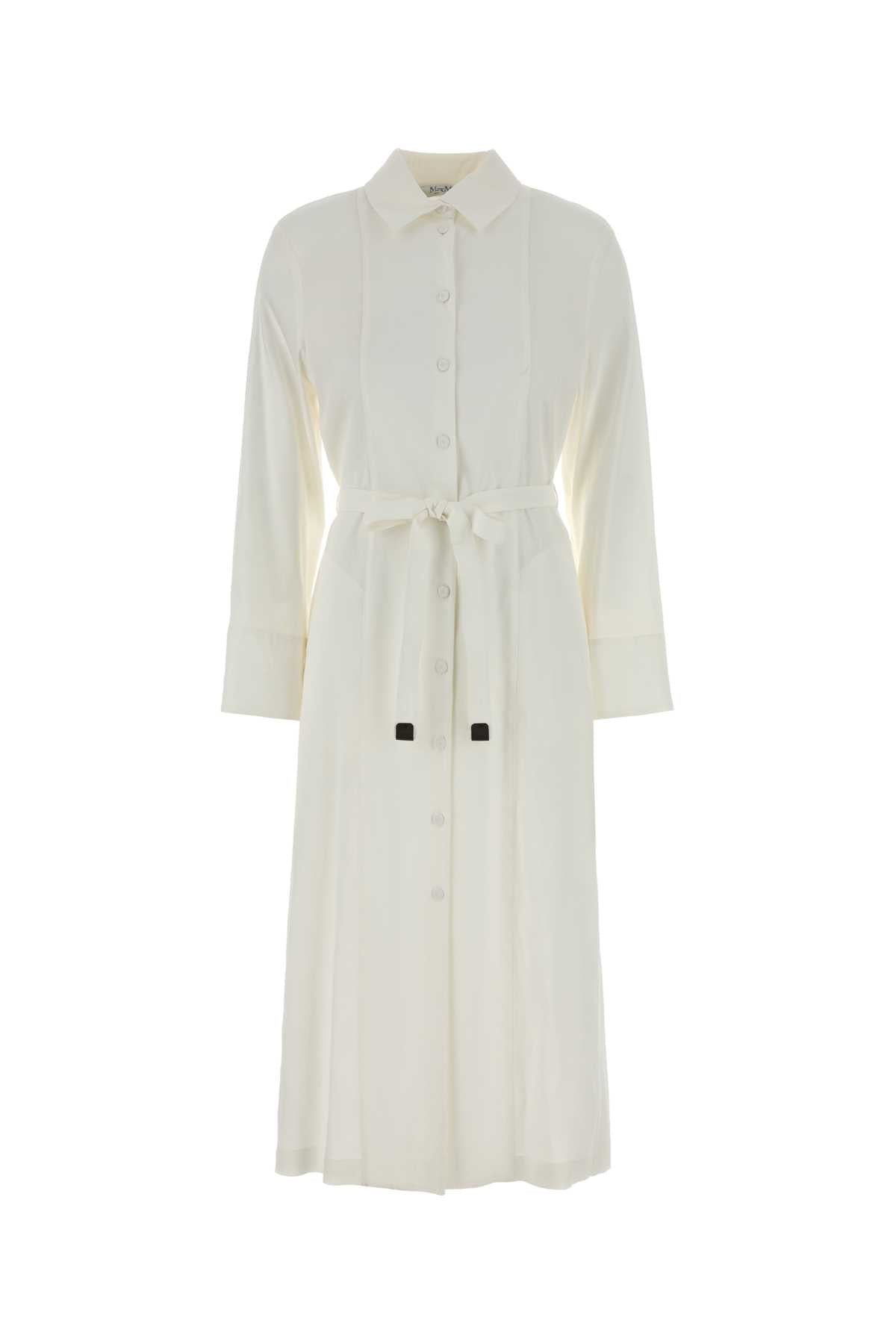 White Stretch Linen Blend Nordica Shirt Dress Bianco Ottico Abiti