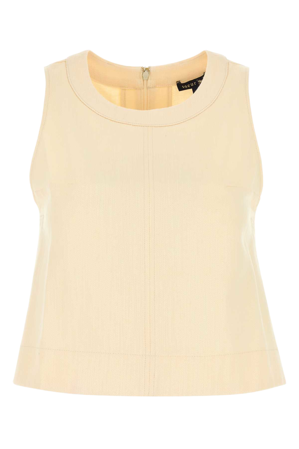 Cream Cotton Pampa Top Creme Exterior: Maglie