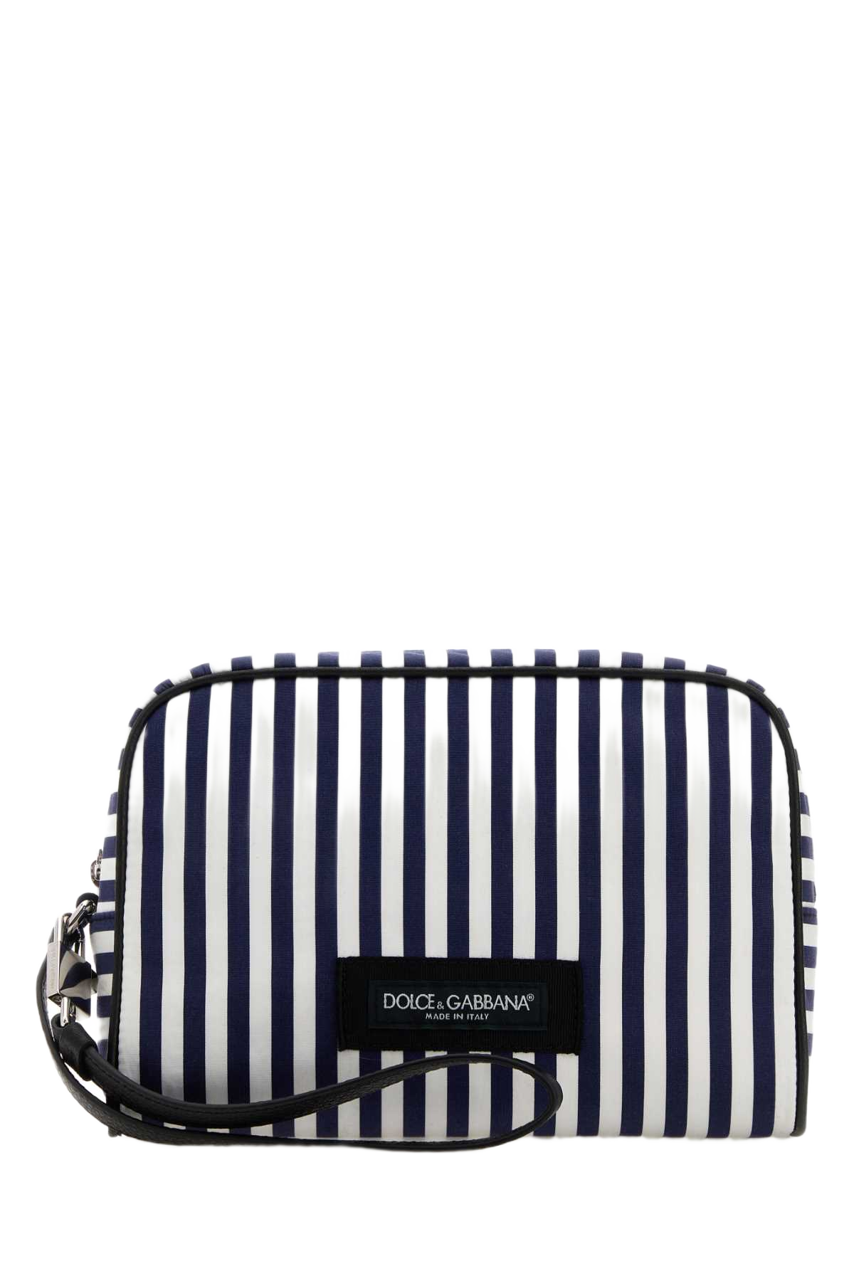 Embroidered Poplin Clutch Biancoblu