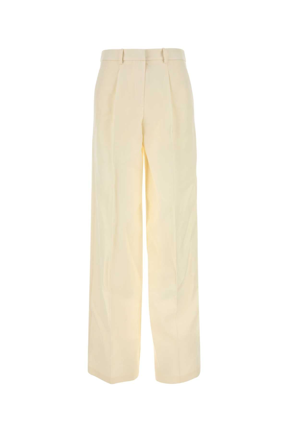Cream Wool Blend Wide-Leg Pant Exteiror: Silk Pantaloni