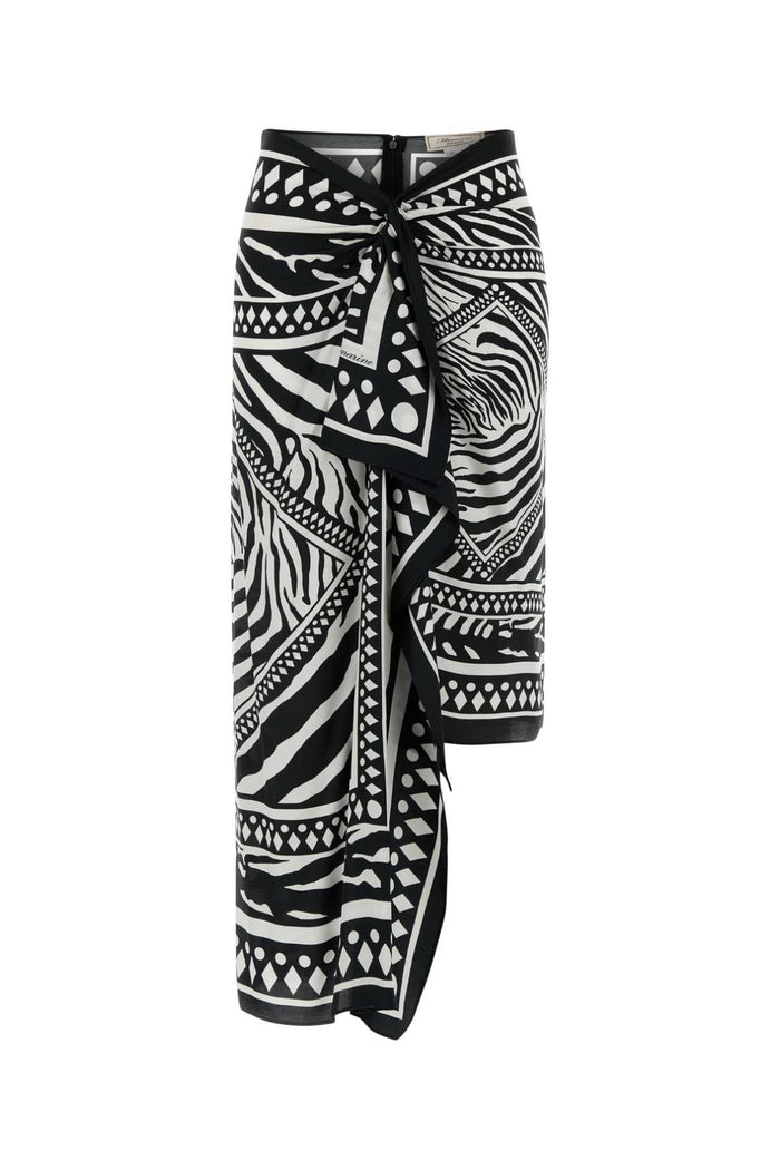 Printed Twill Skirt Whiteblack Exterior: Viscose Gonne