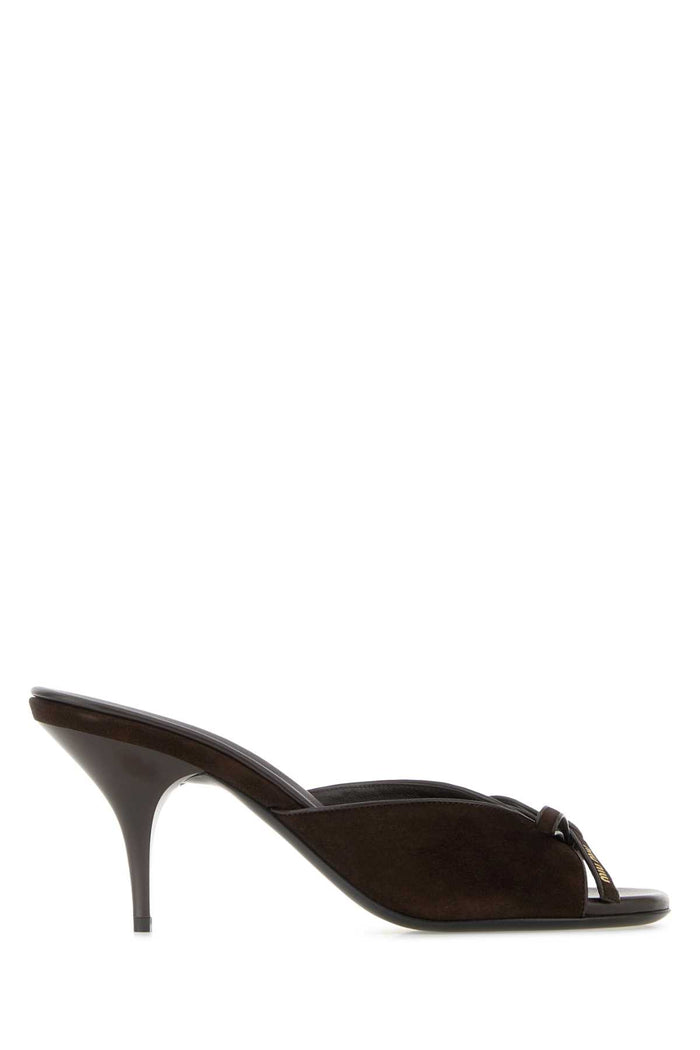 Chocolate Suede Leather Mules Moro Sandali