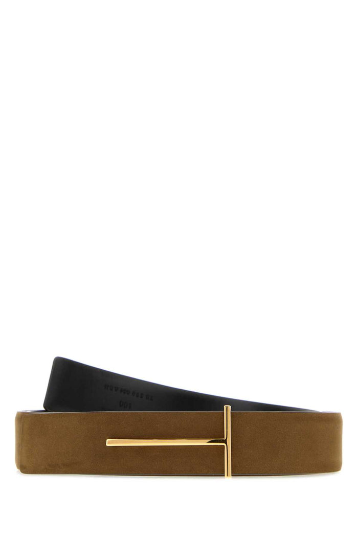 Brown Suede Reversible Belt Olivebrown Cinture