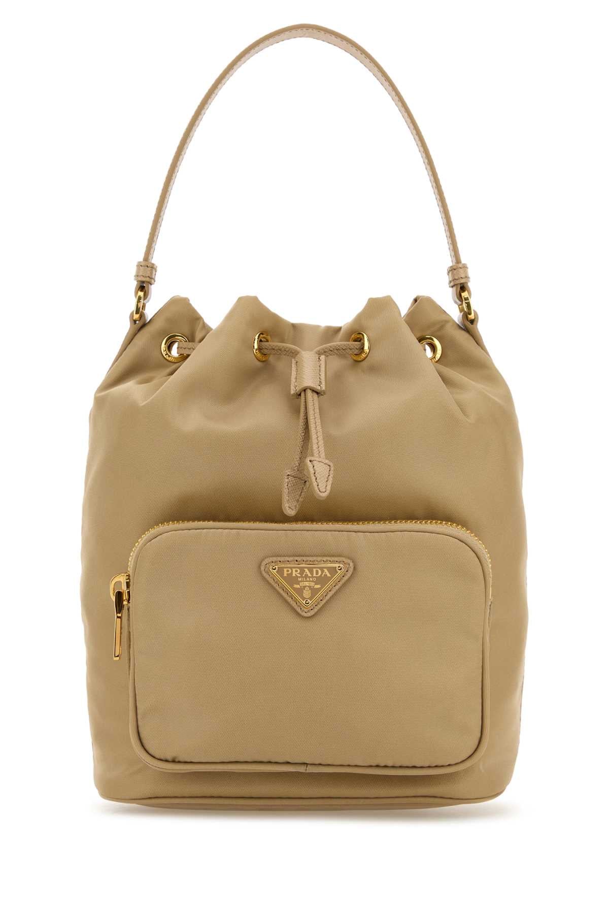 Beige Re-Nylon Duet Bucket Bag Cammello Borse A Secchiello