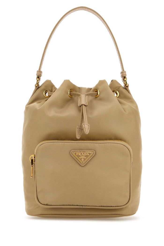 Beige Re-Nylon Duet Bucket Bag Cammello Borse A Secchiello