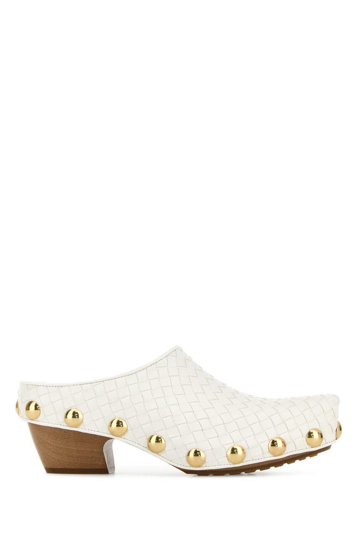 White Leather Gondola Mules Wealabaster Scarpe Con Tacco