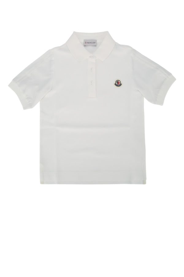 Moncler Jr Polo 100% Cotton polo in white