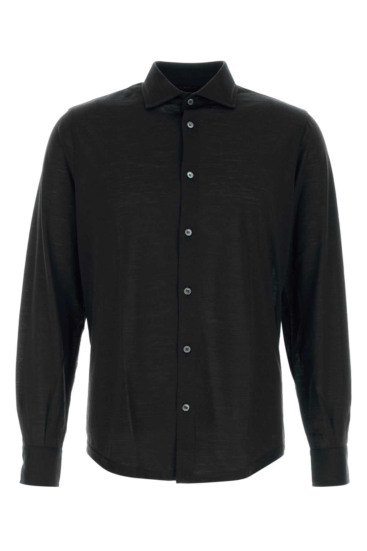 Black Wool Shirt Nero Exterior: Camicie