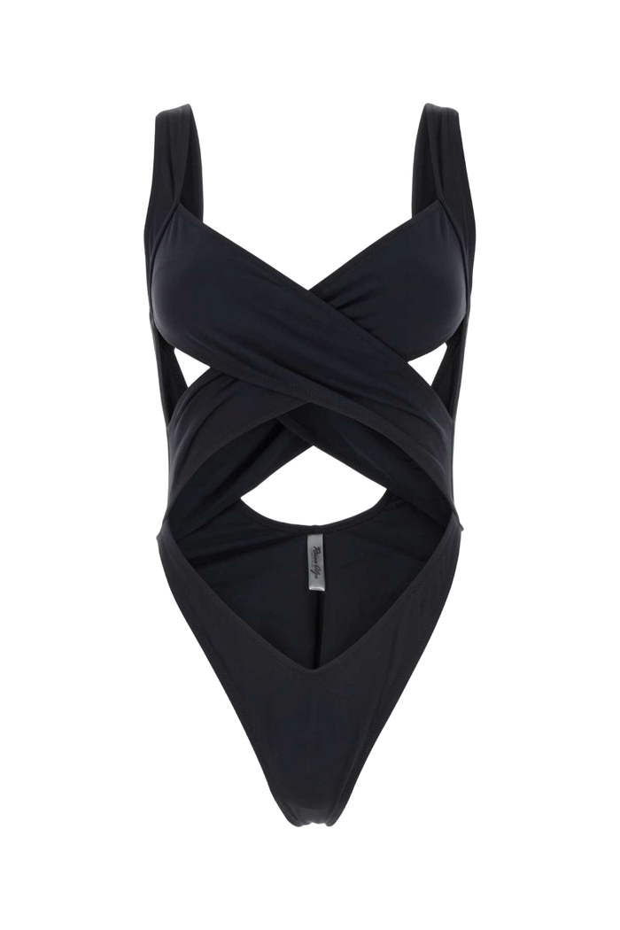 Black Stretch Nylon Exotica Trikini Costumi Da Bagno
