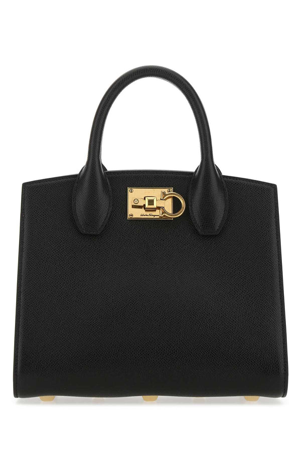 Ferragamo Exterior: 100% Leather top handle bag in black