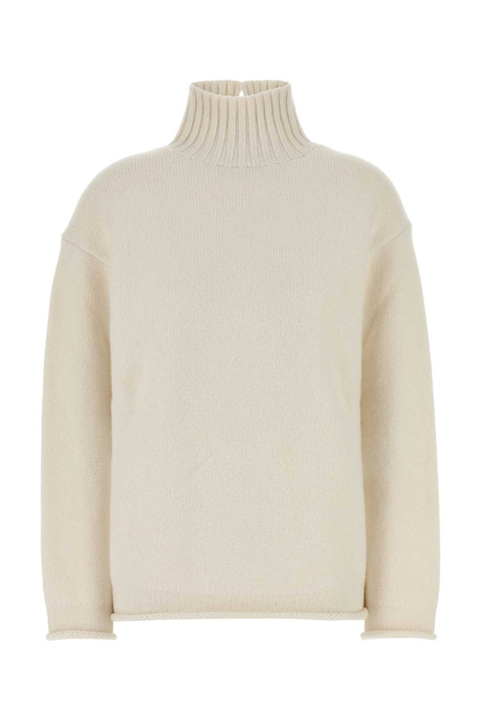 White Cashmere Sweater Chalk Exterior: Maglieria