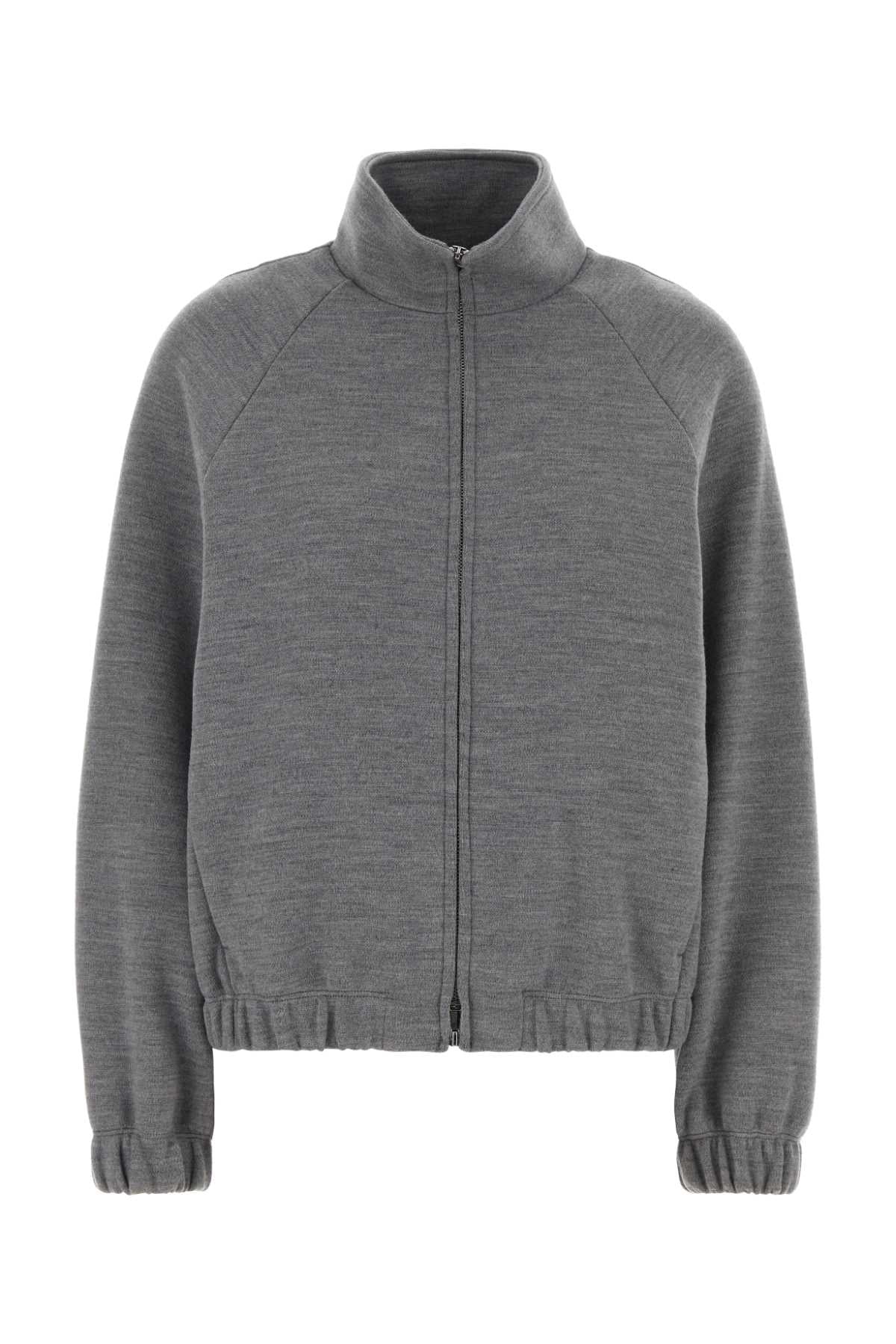 Melange Grey Wool Blend Frine Oversize Sweatshirt Grigio Chiaro Exterior: Cotton Felpe