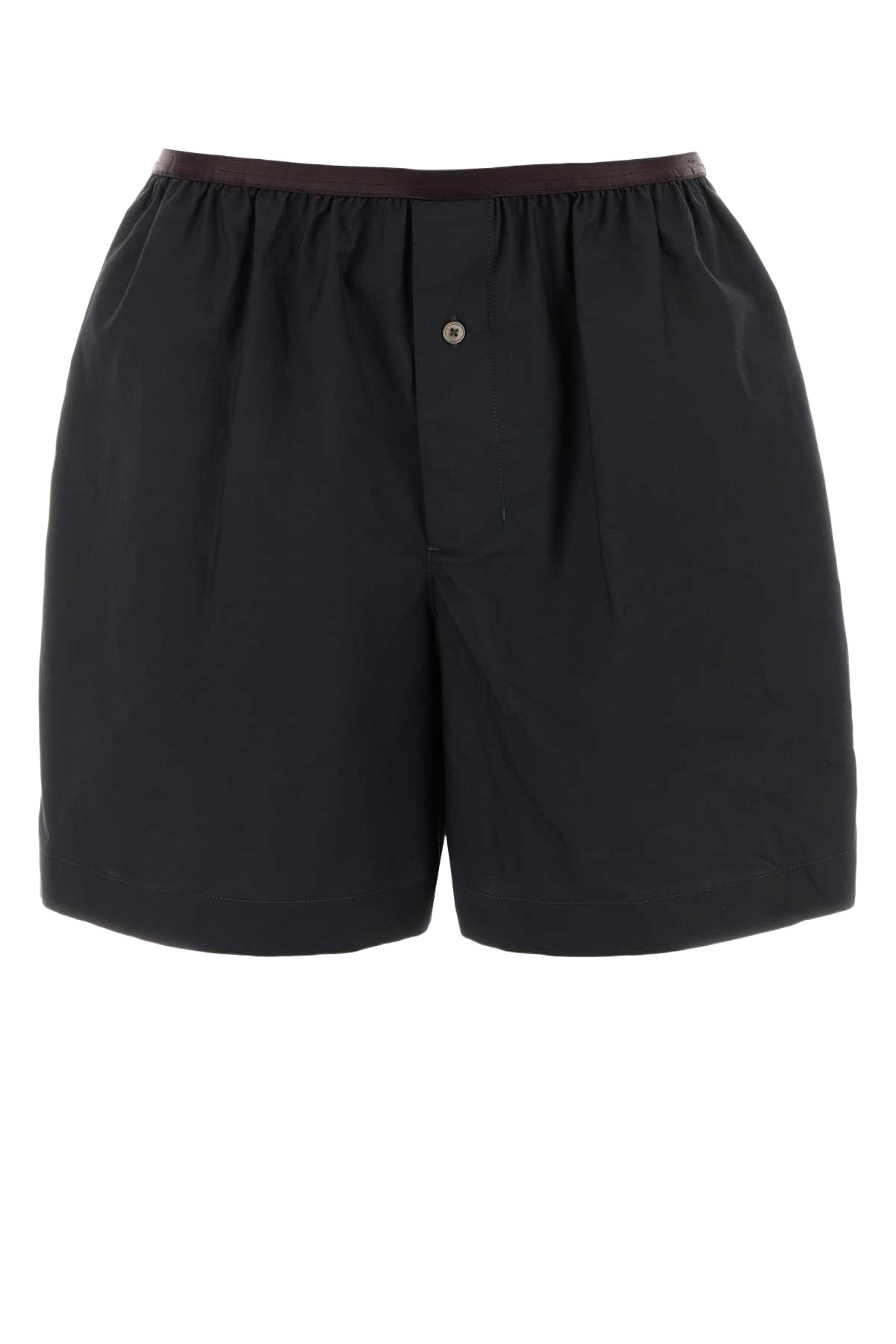 Black Cotton Blend Shorts Squidink Exterior: Silk