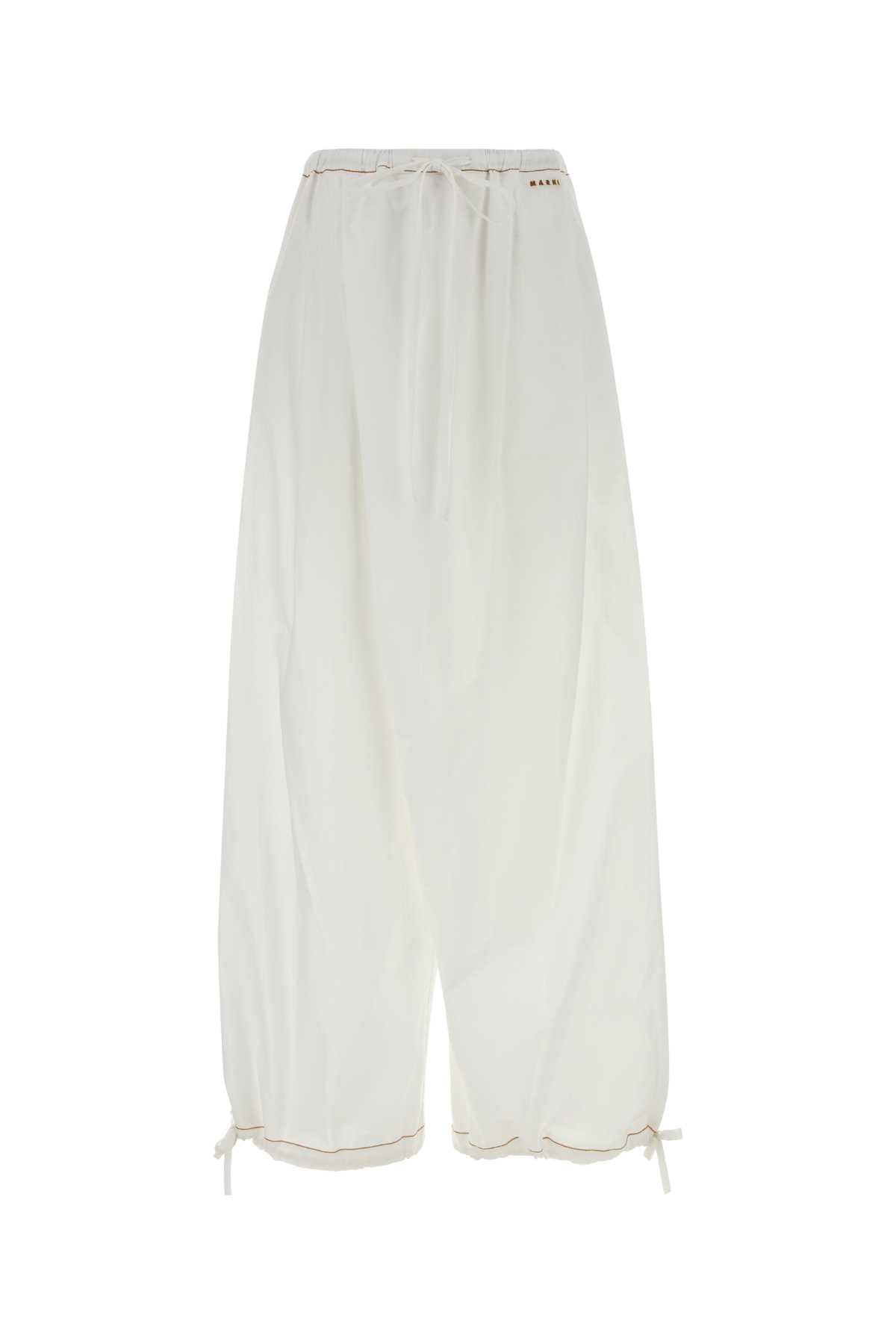 White Poplin Wide-Leg Lilywhite Exterior: Cotton Pantaloni
