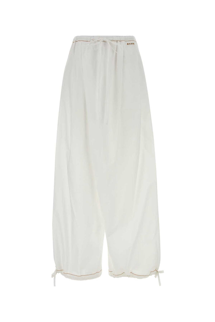 White Poplin Wide-Leg Lilywhite Exterior: Cotton Pantaloni