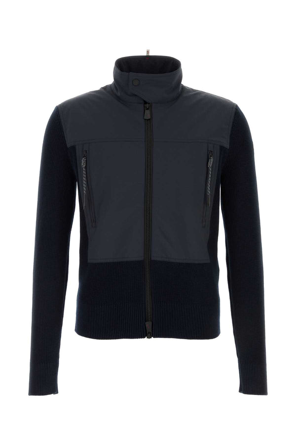 Moncler Grenoble Collar: 100% Polyester; Yoke: 100% Polyester; Outer Front: 100% Polyester; Base Fabric: 100% Cotton jacket in black