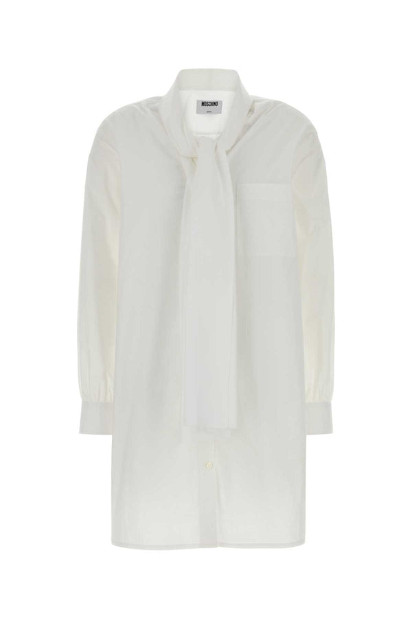 Moschino 94% Cotton shirt dress in white