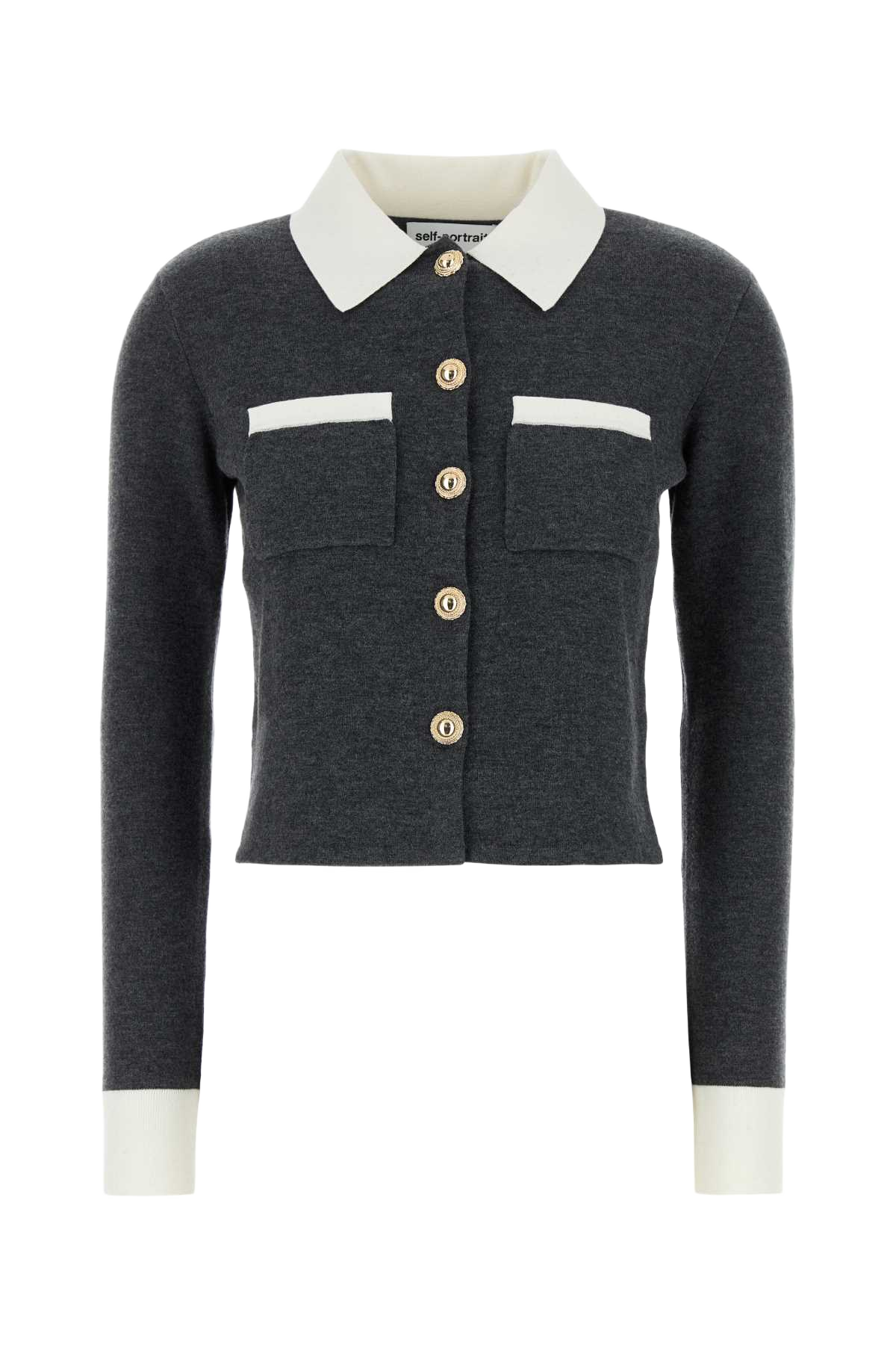 Dark Grey Stretch Wool Blend Cardigan Main:wo Pa Wp Ea Maglie