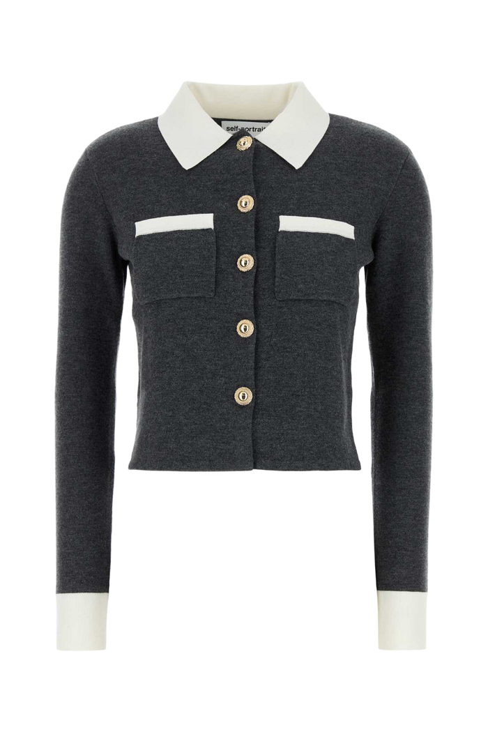 Dark Grey Stretch Wool Blend Cardigan Main:wo Pa Wp Ea Maglie