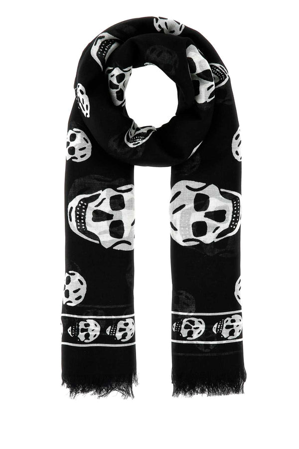 Alexander McQueen Skull Silk chiffon scarf in black