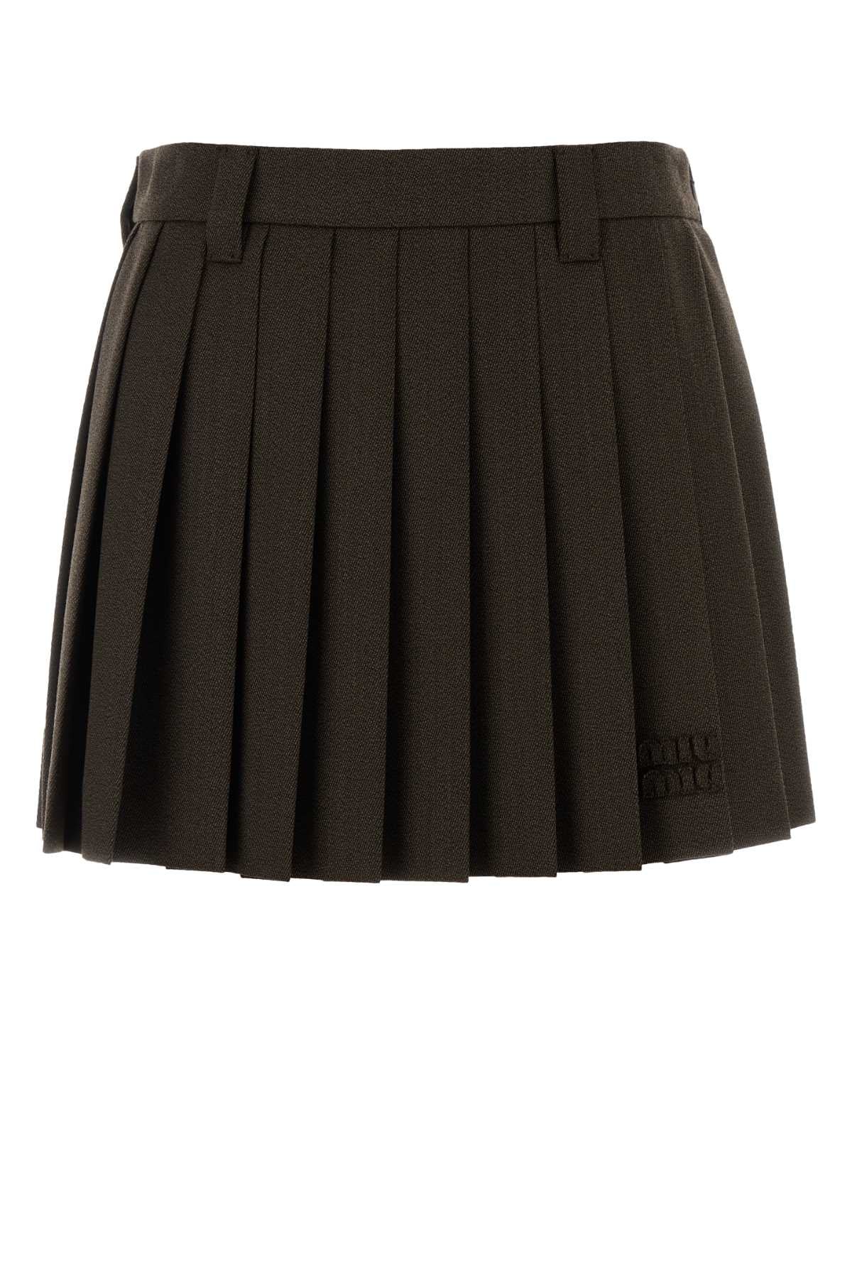 Chocolate Wool Mini Skirt Cacao Exterior: Virgin Gonne
