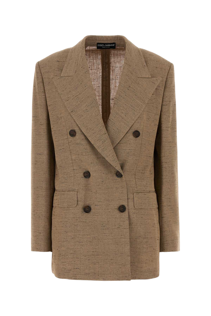 Biscuit Tweed Blazer Melangebianchibeig Exterior: Viscose Linen Nylon Giacche E Gilet