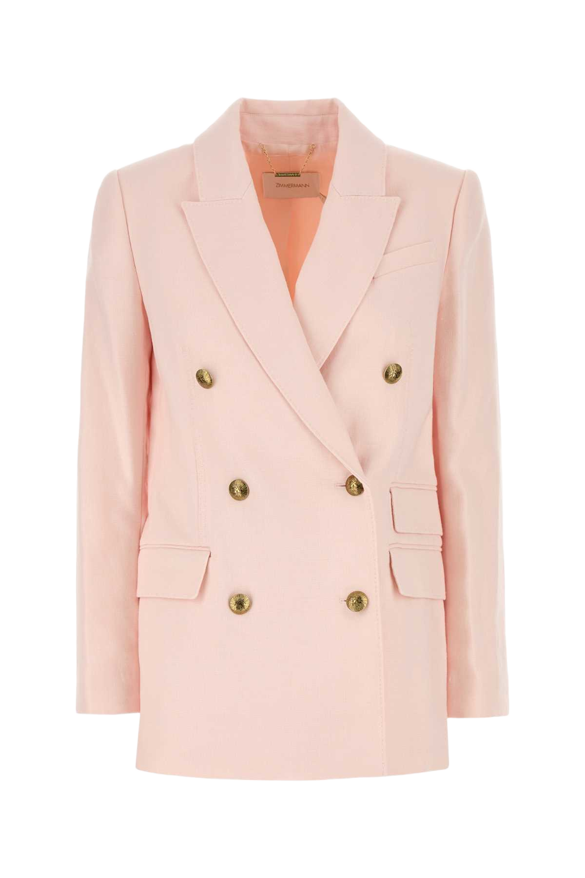 Pastel Pink Linen Crush Blazer Giacche E Gilet