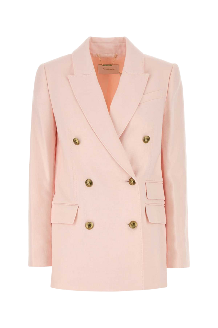 Pastel Pink Linen Crush Blazer Giacche E Gilet