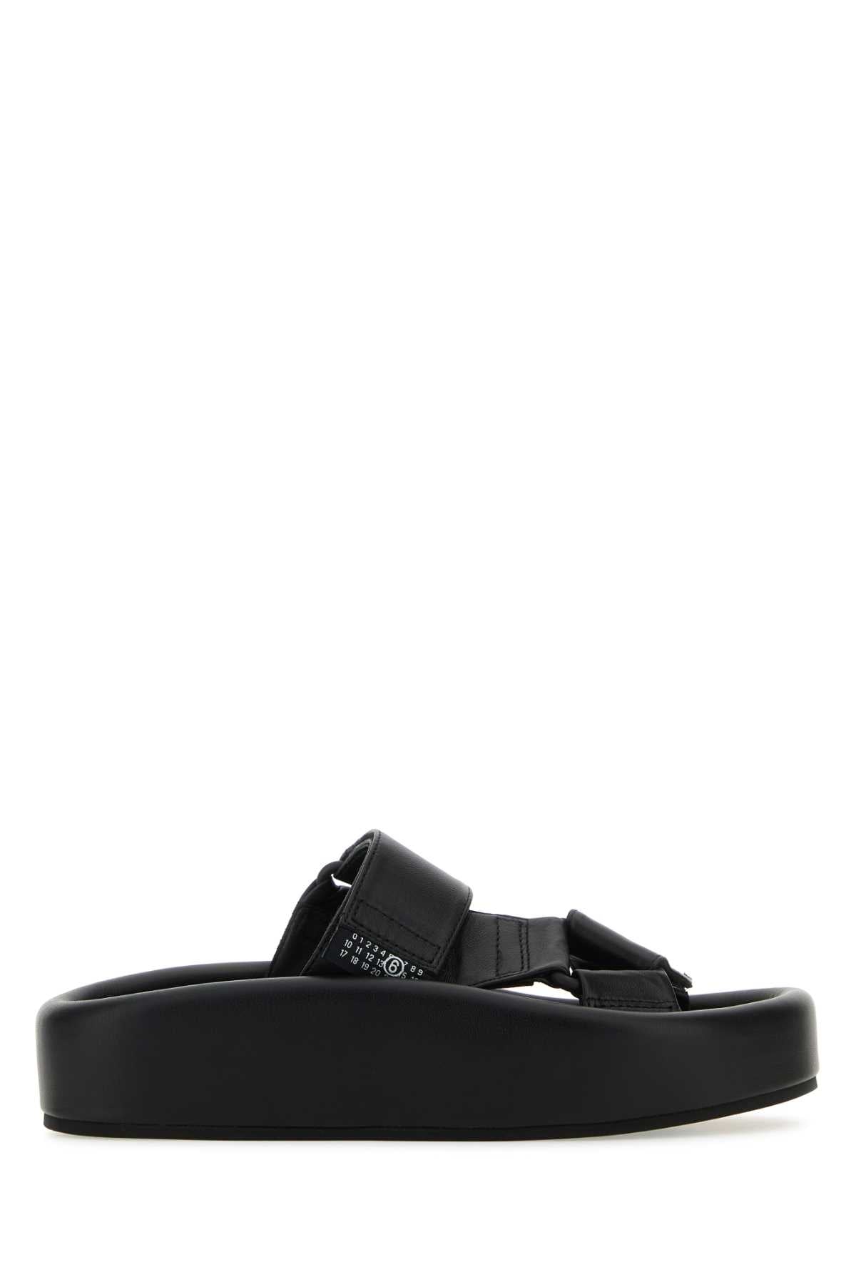 Black Leather Slippers