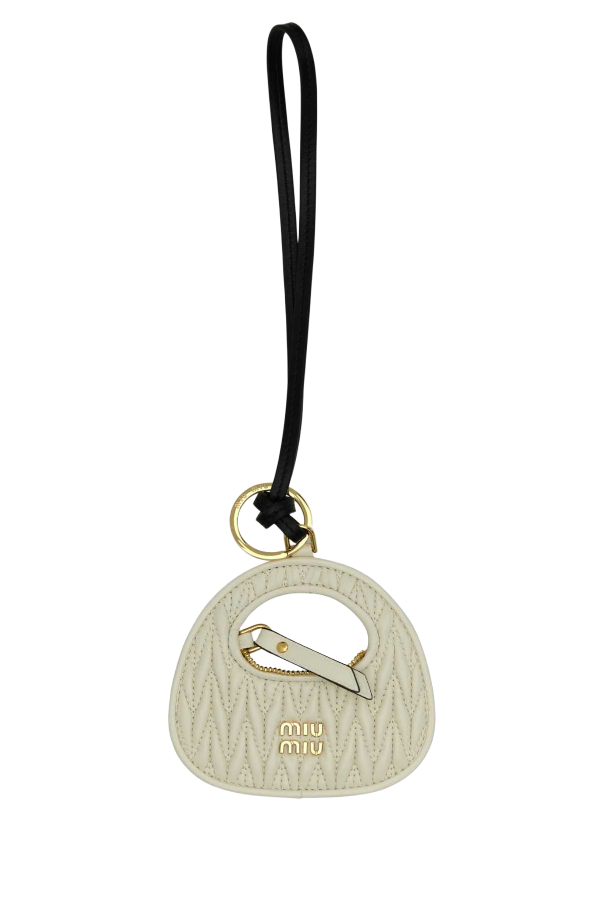Ivory Leather Keyring Bianco Agnello Portachiavi