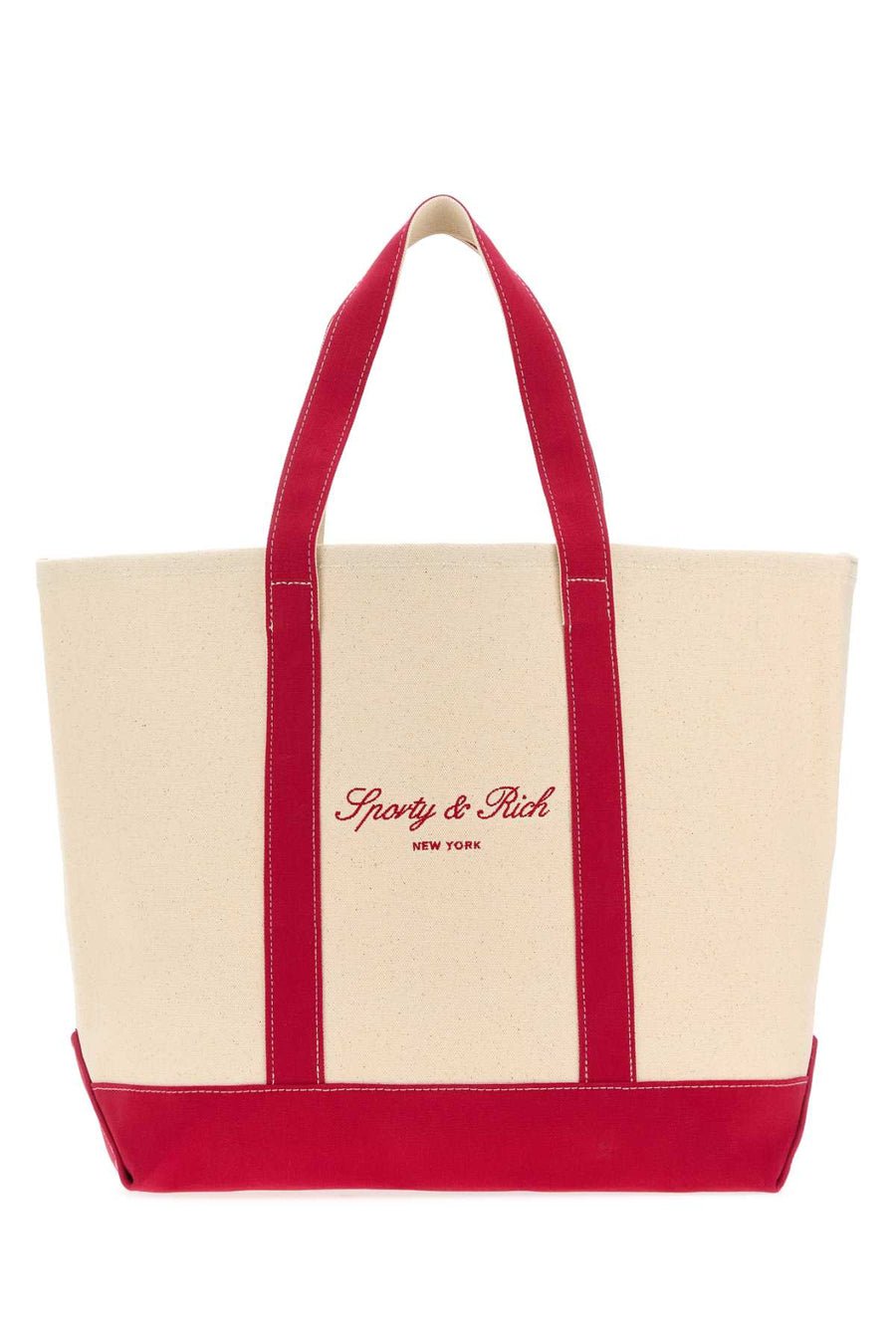 Sporty & Rich Logo 100% Cotton tote bag in beige