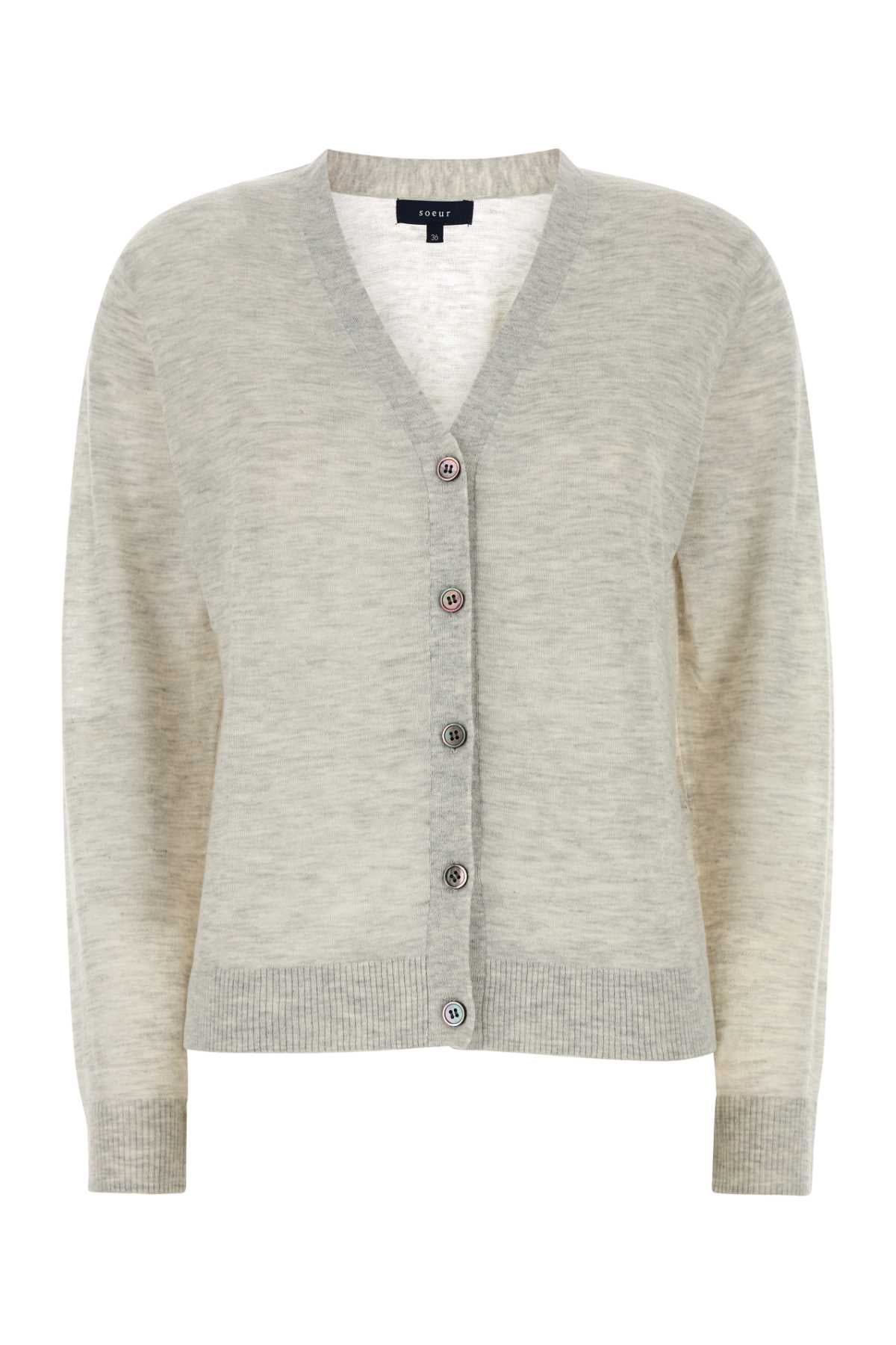 Grey Nylon Blend Gianna Cardigan Grisclair Maglieria