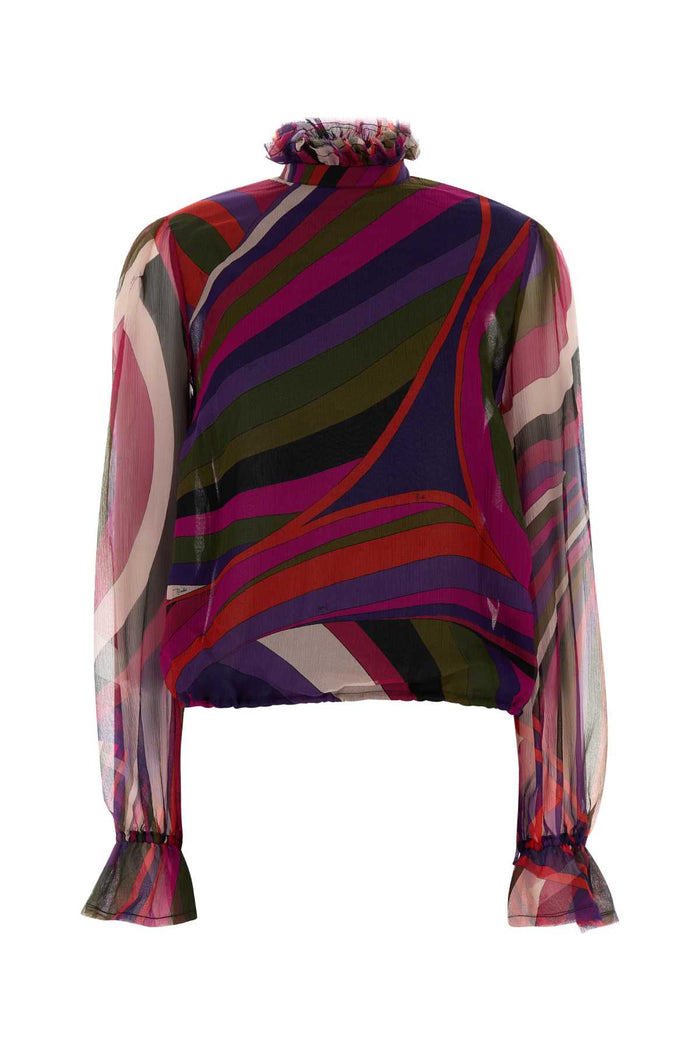 Printed Canvas Blouse Muticolor Exterior: Silk Maglie