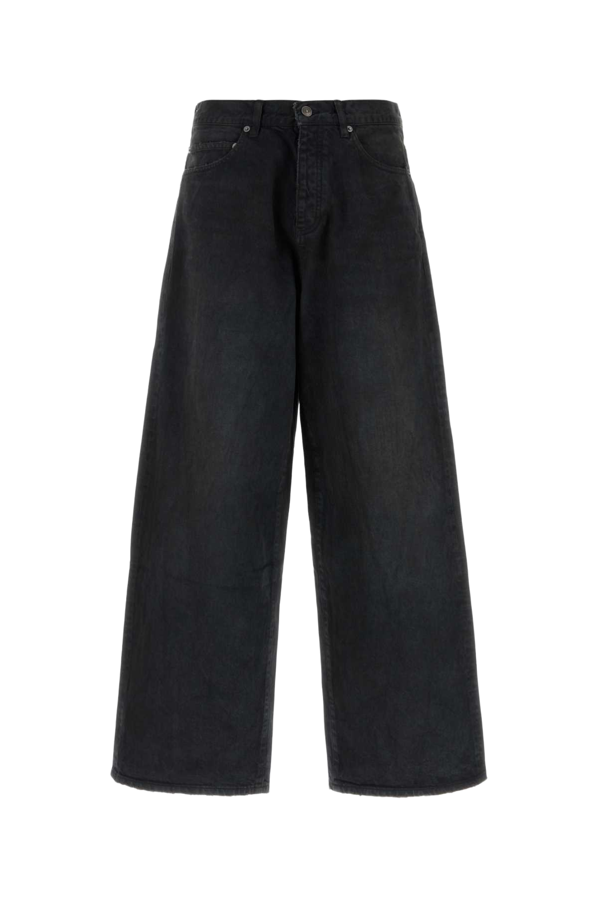 Black Denim Wide-Leg Jeans Darkbrownblack T Cotton Dt Cowhide Fp