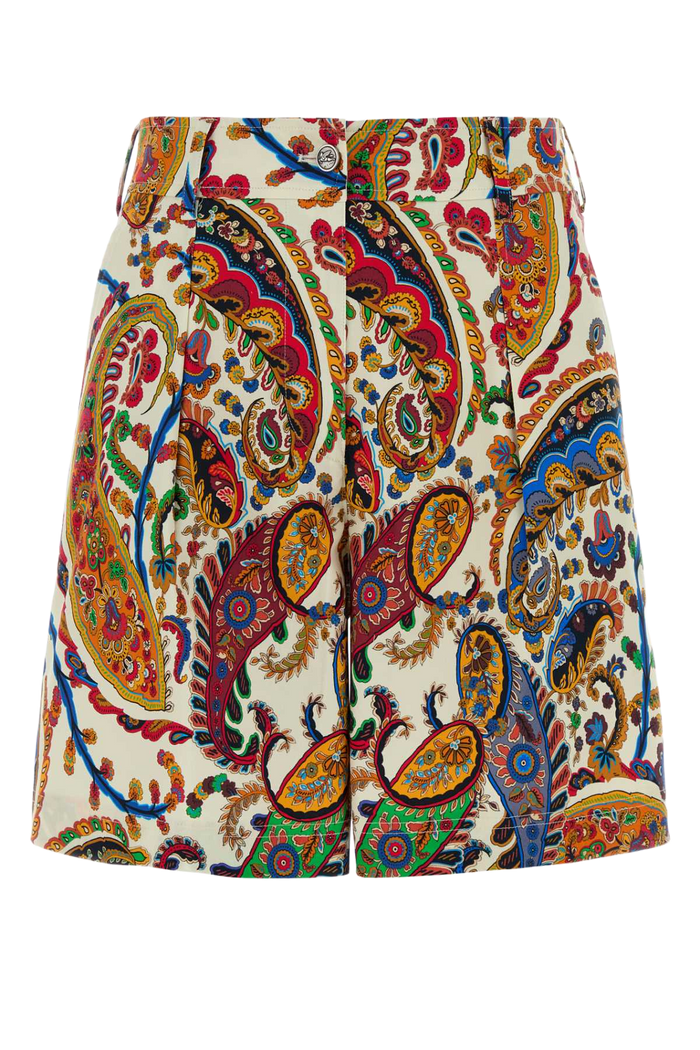 Printed Stretch Cotton Shorts X0801 Cotone Elastan
