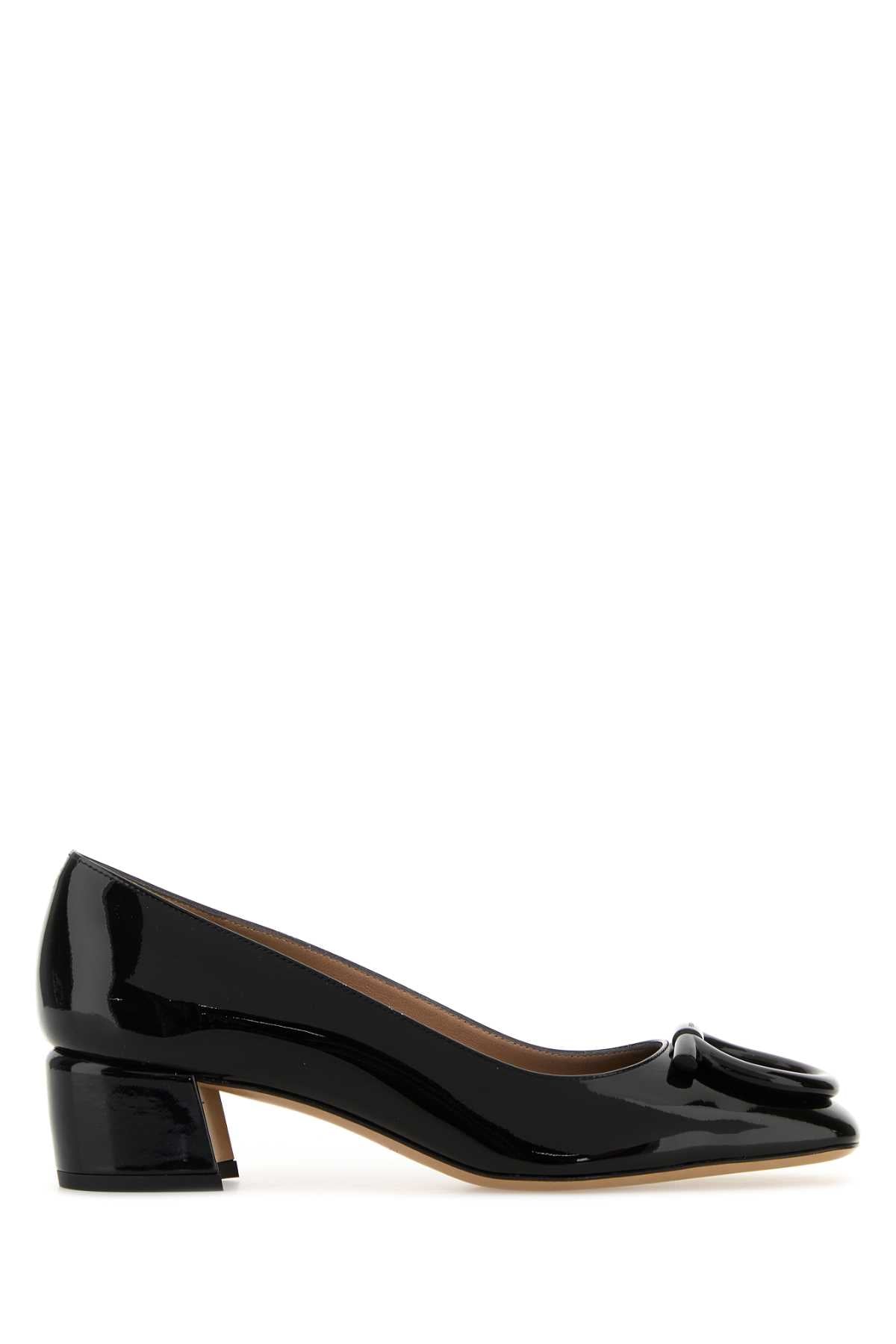 Black Leather Mara Pumps Neroamarettinero Upper: Bos Taurus (patent) Scarpe Con Tacco