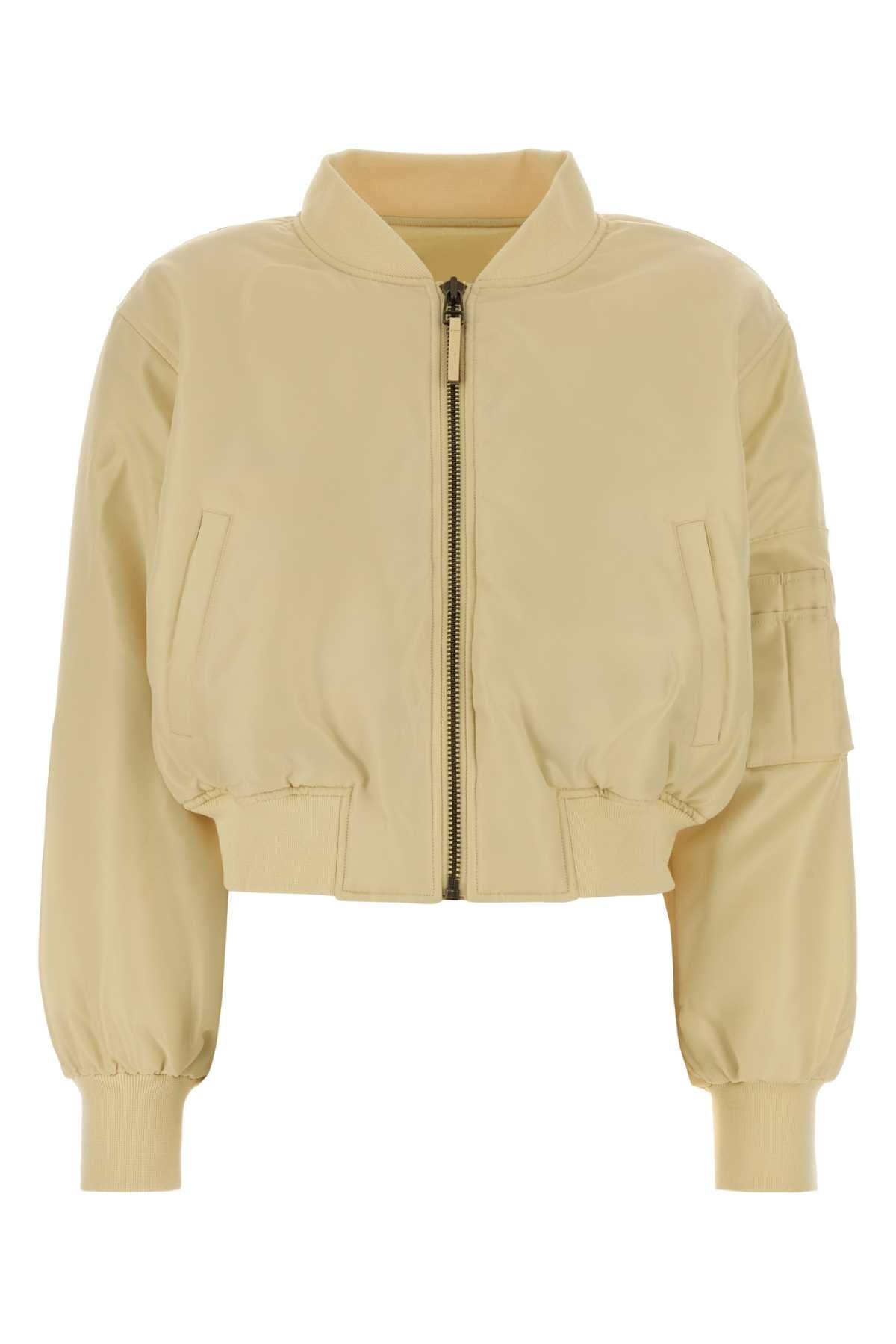 Pastel Yellow Polyester Leon Bomber Jacket Cream Giubbini